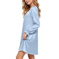 thumbnail image 6 of Girls Satin Nightgown Long Sleeve Ruffle Cuff Crewneck Dress Kids Casual Comfy Loose Outfits for Lounge Wear Blue 11-12 Years, 6 of 8