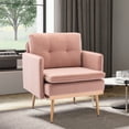 thumbnail image 2 of Accent Lounge Chair Upholstered Single Sofa Chair with Metal Legs Comfy Arm Chair Pink, 2 of 8