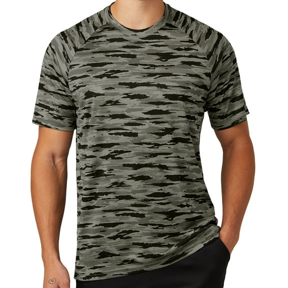Mens Moisture-Wicking UV-Protection Modern Camo Tee Shirt, Extra-Small Black