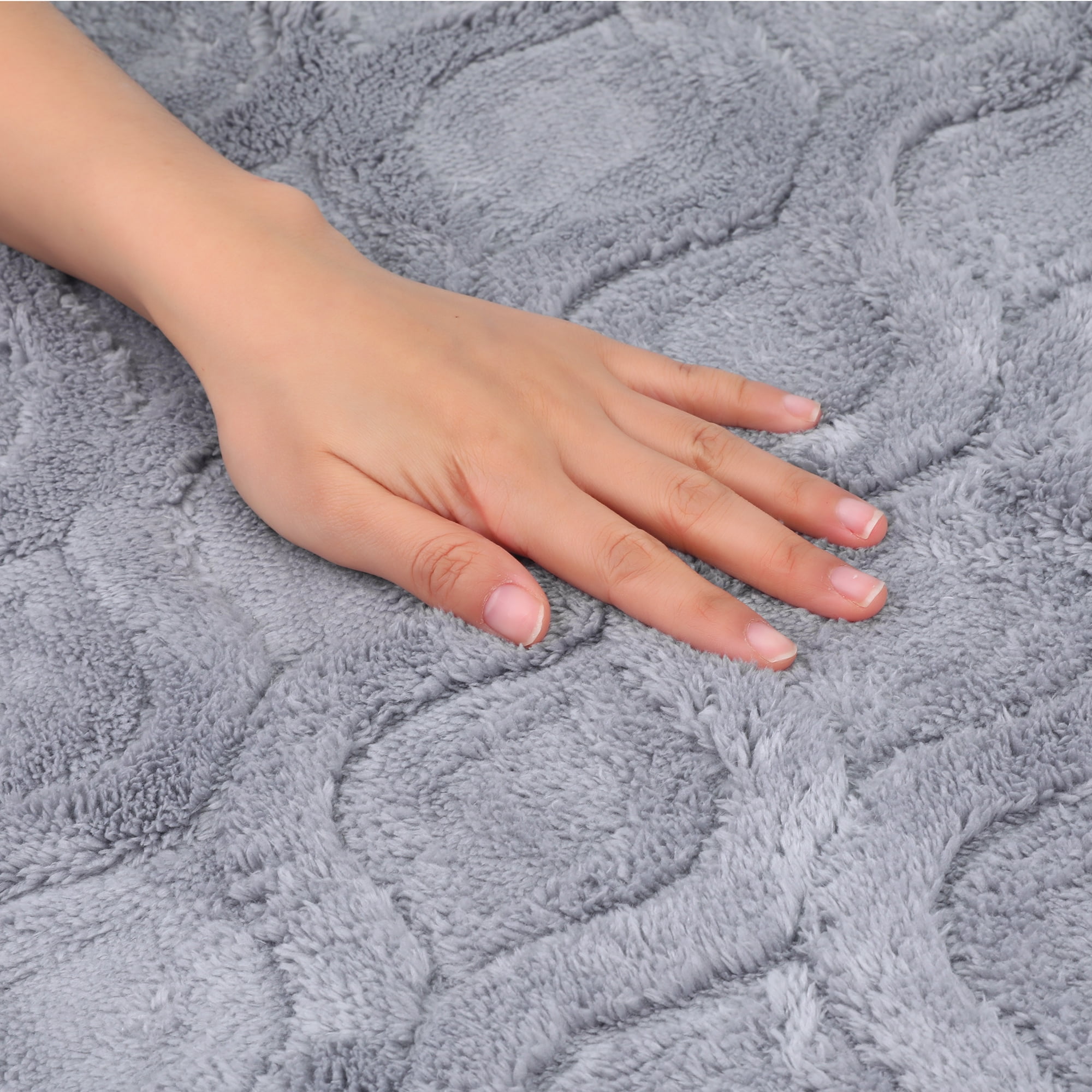 Unique Bargains Bathroom Rug Soft Non Slip Washable Mat Grey 20" x 32"