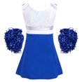 thumbnail image 4 of YONGHS Kids Girls Cheer Leader Outfit Cheerleading Dance Dress with Shorts Pom Poms A Royal Blue 6, 4 of 7