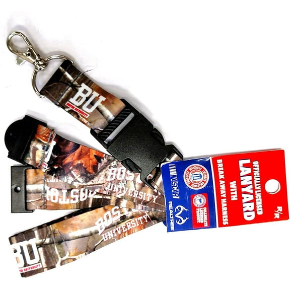 Boston University Terriers Camo Lanyard Keychain Double Sided Breakaway Safety Design Adult 18 Inch