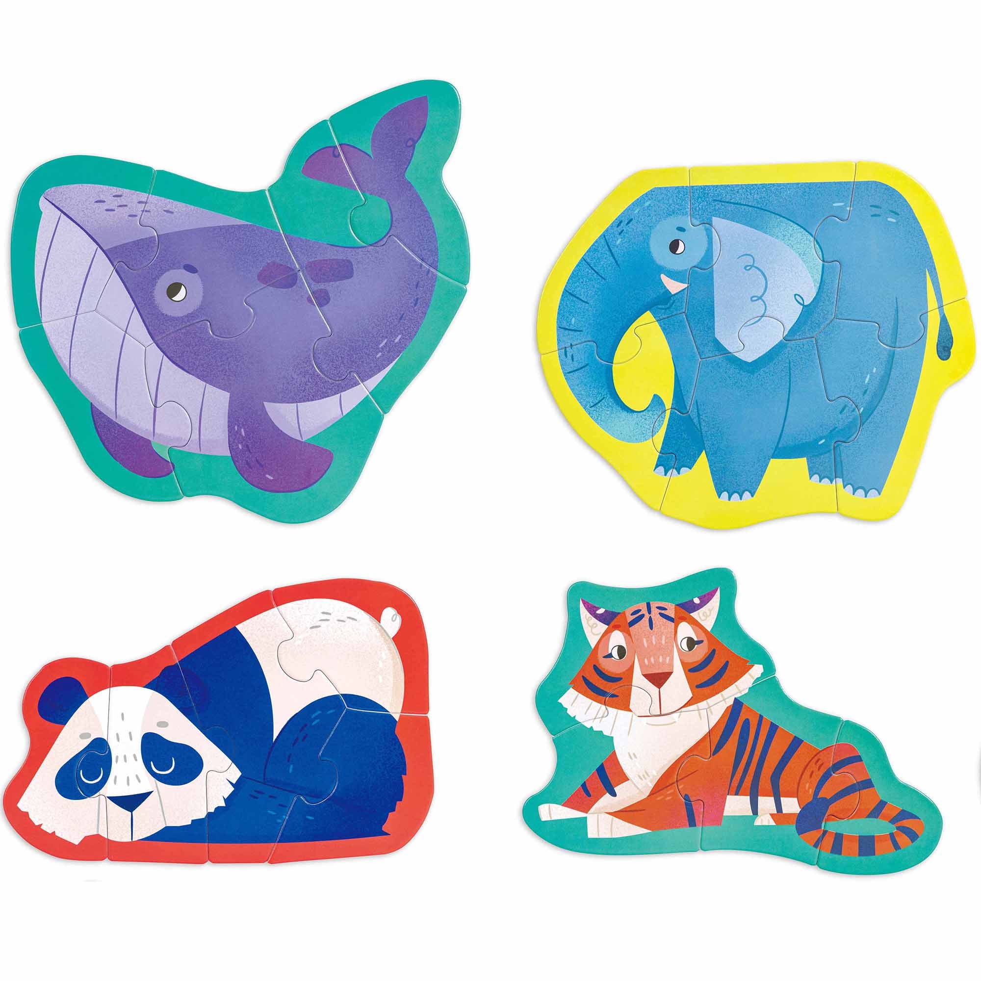 Hape: Jungle Friends Puzzle - 10 Mini Animal Shaped Puzzles, 2-6 Oversized Pieces Each, Colorful Design, Preschool Toy, Toddlers & Kids Ages 18mo+