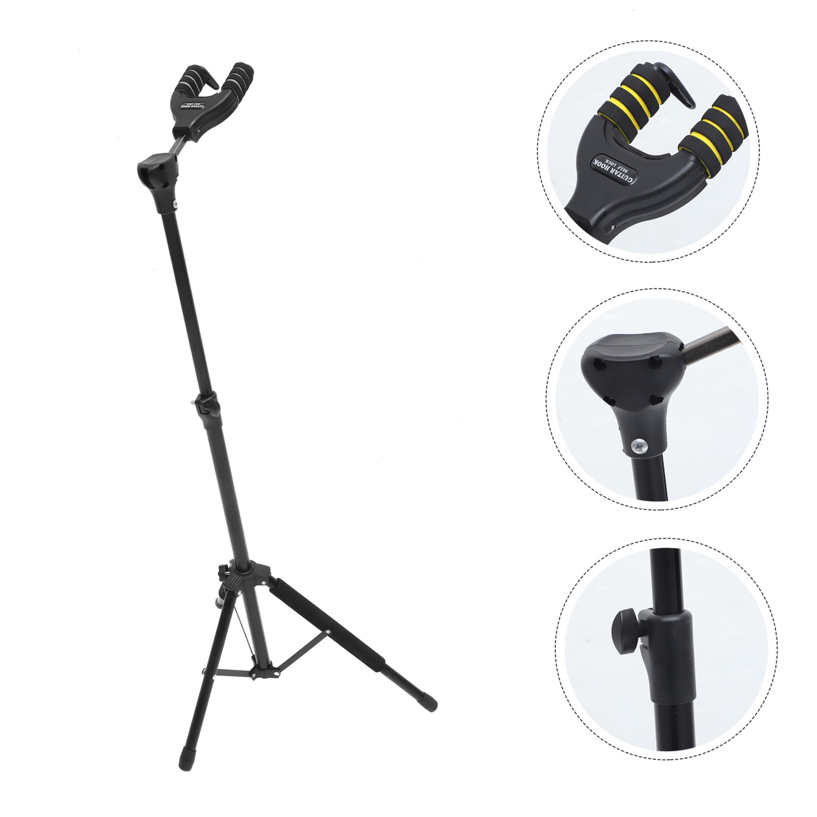 Pretyzoom 1Pc Violin Telescopic Folding Support Stand Black Stable Rubber Iron Plastic Sponge
