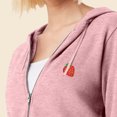 thumbnail image 5 of Dalix Strawberry Embroidered Fleece Zip Washed Hoodie Cold Fall Winter Women in Dusty Rose XL X-Large, 5 of 5