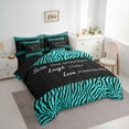 thumbnail image 3 of jejeloiu Inspirational Quote Theme 7-Piece Twin Bedding Sets,Wild Zebra Stripes Bedding Comforter Set,Cyan Black Sheet Sets For Girls Boys,Microfiber Bedroom Decor Reversible, 3 of 8