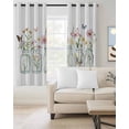 thumbnail image 2 of Colorful Butterflies Kitchen Curtains Minilism Elegant Floral Spring Cafe Short Curtains for Bathroom Blackout Window Curtain Grommet Small Window Treatment Drapes for Bedroom Living Room 52"x45"x2, 2 of 9