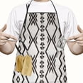 thumbnail image 2 of Black Geometric Flower Diamond Pattern Apron-Garden Aprons for Women with Pockets-Cotton Linen Waterproof Kitchen Cooking Gardening Aprons Adjustable for Kitchen,Cooking,BBQ and Salon 33x27 Inch, 2 of 7