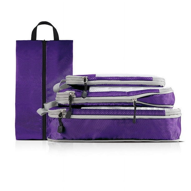Set de cubos de embalaje de compresión extensibles de 4 piezas - Organizador de viaje que ahorra espacio para equipaje y maletas