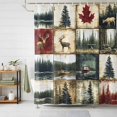 thumbnail image 3 of Vintage Stitching Shower Curtain Set with Hooks, Animal Forest Deer Ship Pattern Waterproof Fabric Bathroom Curtains Decor Home Accessories,66 X 72 Inch Long, 3 of 9