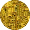 thumbnail image 1 of Ahgly Company Machine Washable Indoor Round Abstract Yellow Modern Area Rugs, 8' Round, 1 of 4
