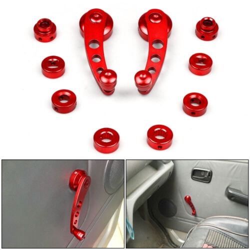Pair Universal Aluminum Car Manual Door Window Lifting Winder Crank Handle Red