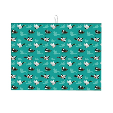 

Cauagu Dish Drying Mat 24*18 inch Absorbent Dish Drainer Kitchen Counter Dish Drying Pad for Countertops Sinks Draining Racks( Ducks A)