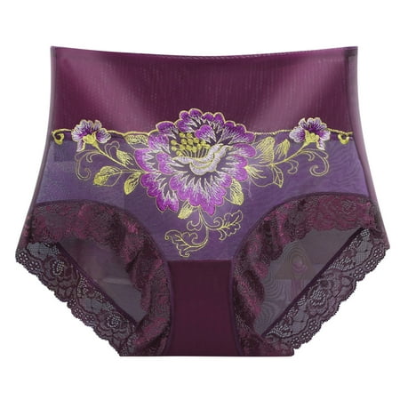 

ZHUASHUM Womens Panties Lace Stretch Flower Waist Panty Embroidery Ladies High Soft Women Underwear Briefs