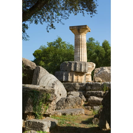 Olympia Peloponnese Greece Ancient Olympia Ruins of the 5th century BC Doric order Temple of Zeus Ancient Olympia is a UNESCO World Heritage Site Poster Print by Panoramic