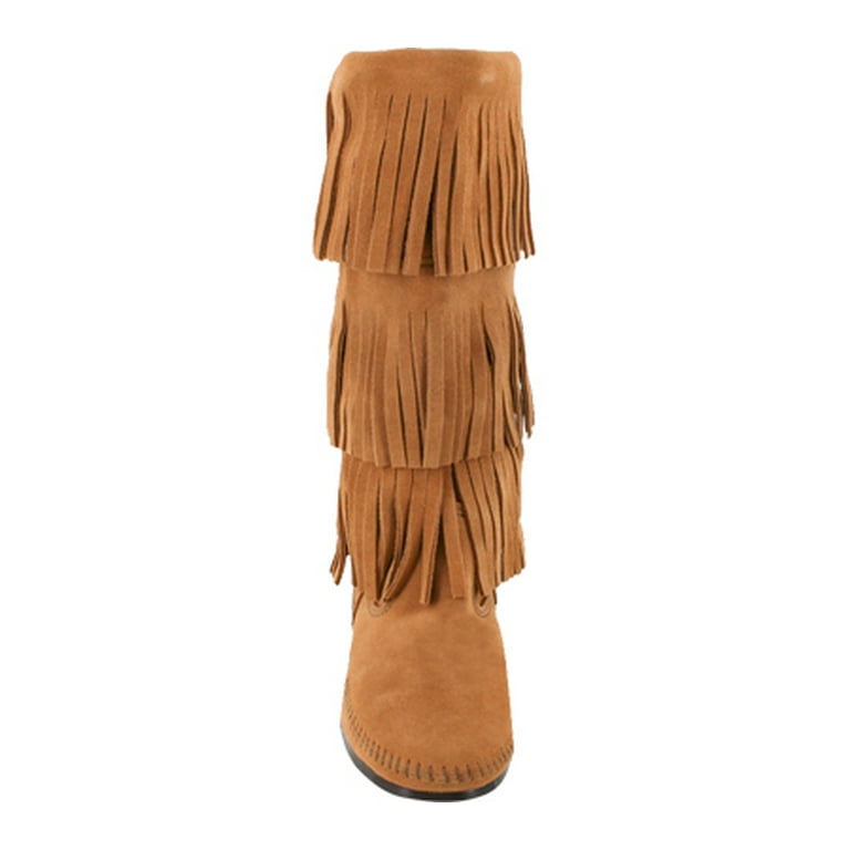 Minnetonka five top layer fringe boots