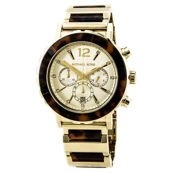 MK5790 Women's Lillie Chronograph Tortoise Plastic and Gold Tone Steel Watch