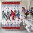 thumbnail image 4 of Independence Day Shower Curtain, 72" x 72", American Flag Eucalyptus Leaf Red Blue Stars Waterproof Bathroom Curtain Washable Shower Curtain Set with 12 Hooks, 4 of 9
