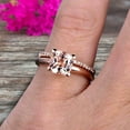 thumbnail image 5 of Shining Bridal Set 7mm Cushion Cut Gemstone 1.80 Carat Morganite Engagement Ring Set Handmade Solid 10k Rose Gold Art Deco, 5 of 5