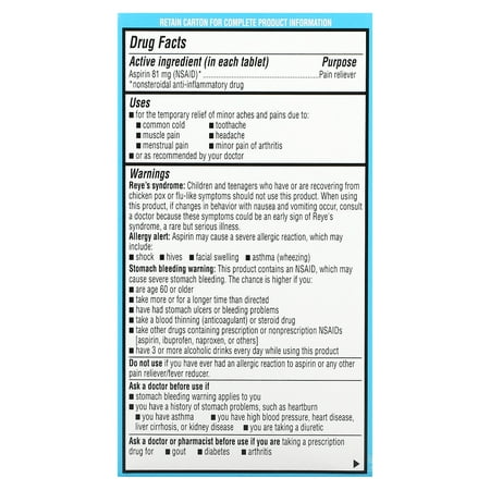 Ecotrin Low Strength Safety Coated Aspirin, NSAID, 81mg, 365 Tablets