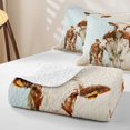 thumbnail image 4 of Manfei Farmhouse Cows Quilt Full 3-Piece,Watercolor Rustic Animal Full Bedspread Sets,White Brown,1 Coverlet and 2 Pillowcases, 4 of 7
