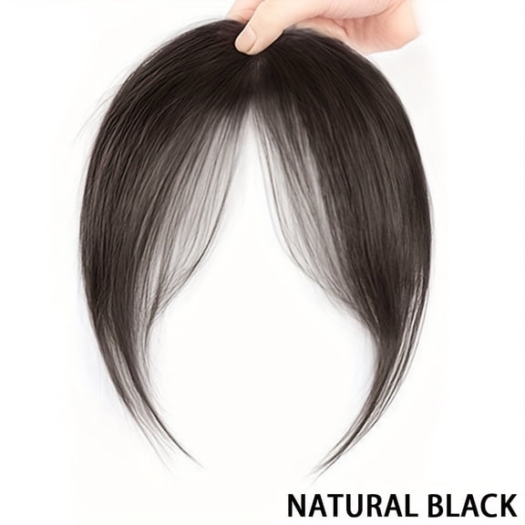 Fashionable women's wig, straight synthetic hair, heat-resistant fibers, elegant cut bangs, adjustable snap mesh cap