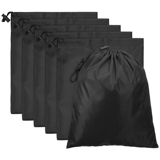 Uxcell Travel Storage Bags with Toggle Waterproof 210D Polyester Drawstring Bag Stuff Sack Cinch Bag Black 10 x 12 Inch