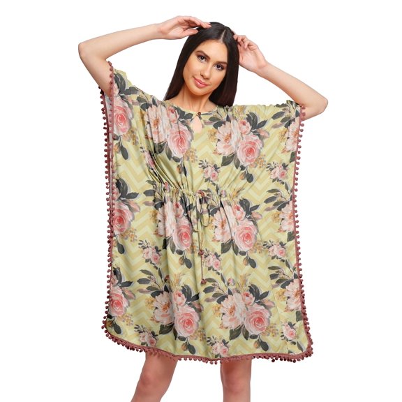 Moomaya Short Caftan Cover Up Dress Printed Women Kaftan Beachwear Cover Up