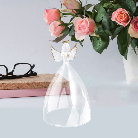 Masteelf Angel Cloche Glass Dome Cloche Glass Bell Jar Display for Plants Fairy Lights or Table Decoration Decoration