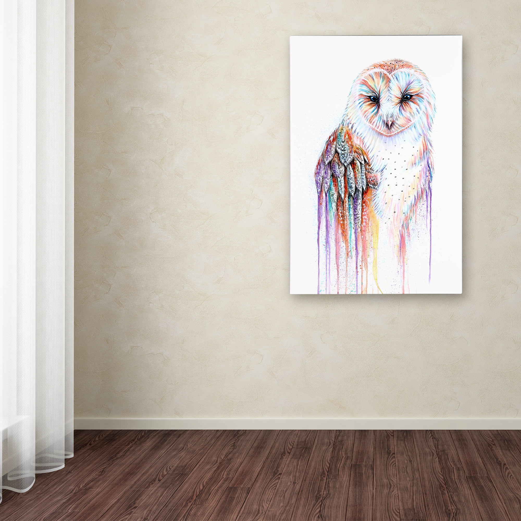 Trademark Fine Art 'Barred Rainbow Owl' Canvas Art by Michelle Faber