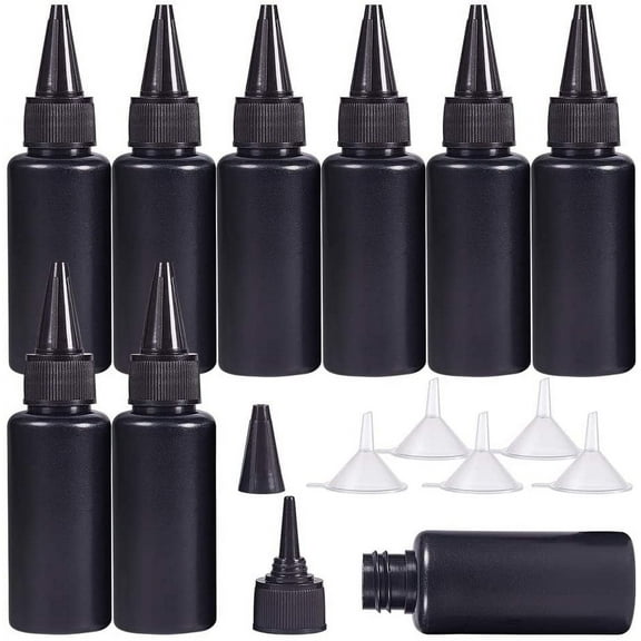 30 Packs 1oz Black Plastic Squeeze Dispensing Bottles UV Glue Bottles with Caps 5PCS Funnel Hoppers