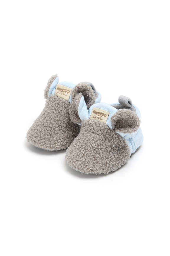 Baby Warm Booties Faux Fur Cute Sheep Shape Non-Slip Soft Sole Crib Shoes for Winter