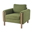 thumbnail image 3 of Oversized Green Teddy Velvet Accent Chair for Living Room, Mid-Century Modern Armchair with Walnut Legs, Curved Handrail, 33.5"W x 35.5"D, 3 of 17