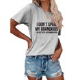 thumbnail image 2 of Blusa holgada de manga corta con cuello redondo y estampado de letras para mujer, color gris suave, para fiestas, talla XL, 2 of 6