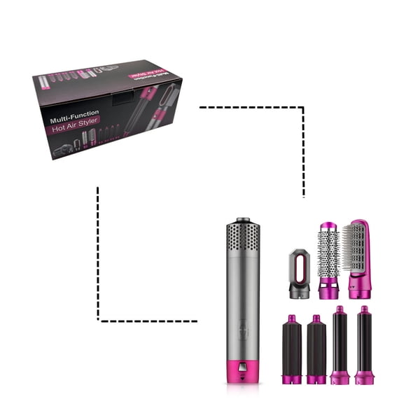 7-in -1 Hot Air Brush, Detachable, 3 Temperatures And 3 Speeds, Can Be Used For Straightening, Curling And Drying-fanceye