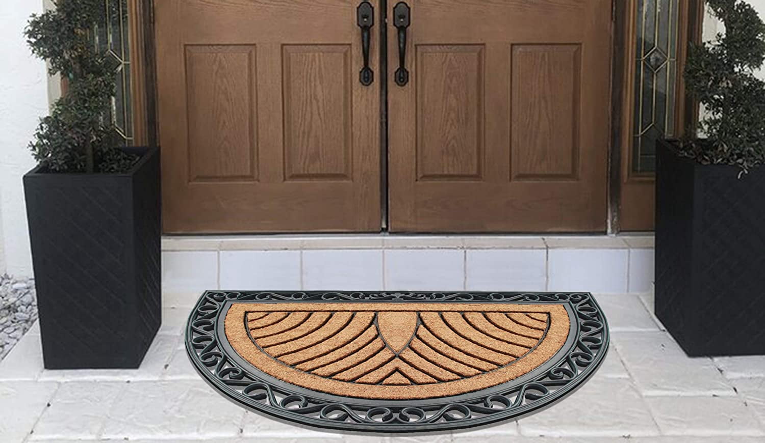 A1HC Natural Coir & Rubber Door Mat 30x48, Thick Durable Doormats for Outdoor Entrance, Heavy Duty Large Size Doormat, Anti-Shed Doormat, Fade-Resistant Door mat Half Round