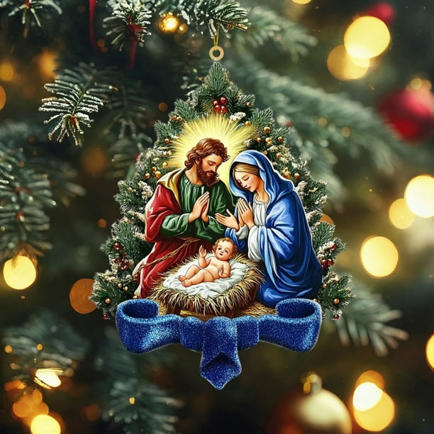 Christmas Transparent Printing Christmas Decoration Pendant Nativity Scene Decoration Commemorative Flat Pendant