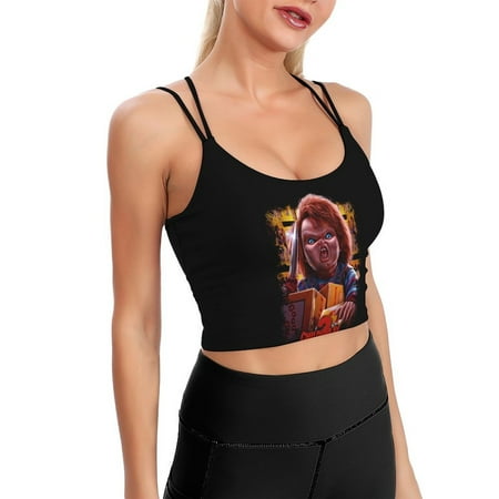 Childs Play 2 Chucky Sports Bra For Women Padded Crop Top Camisole Yoga Tank Top Vest Workout Tops Racerback With Built In Bra Activewear Fitness Gym