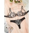 thumbnail image 3 of Ropa interior sexy floral para mujer Ropa de club nocturno Conjunto de lencería transparente con diamantes de imitación en forma de corazón, 3 of 5