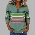 thumbnail image 2 of oqasdz Sweatshirts for Women Striped Print Half Zip Pullover Long Sleeve Fall Formal Business Top Versatile Casual Outdoor, 2 of 4