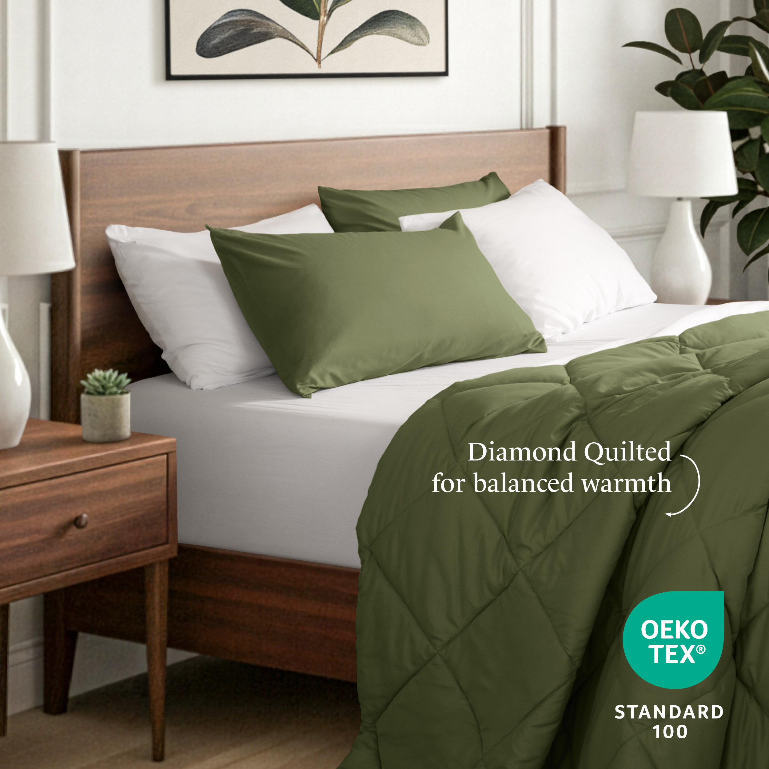 Ivy Union Comforter Set - Diamond Stitch - Easy Care Ultra - Soft Microfiber - All Season Warmth - Bedding Comforter Set - Cal King - Cypress