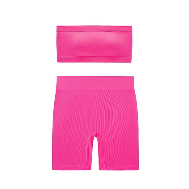 Conjunto de dos piezas de moda para mujer, cuello redondo, sin mangas, pantalones cortos y blusa lisa.