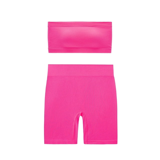Conjunto de dos piezas de moda para mujer, cuello redondo, sin mangas, pantalones cortos y blusa lisa.