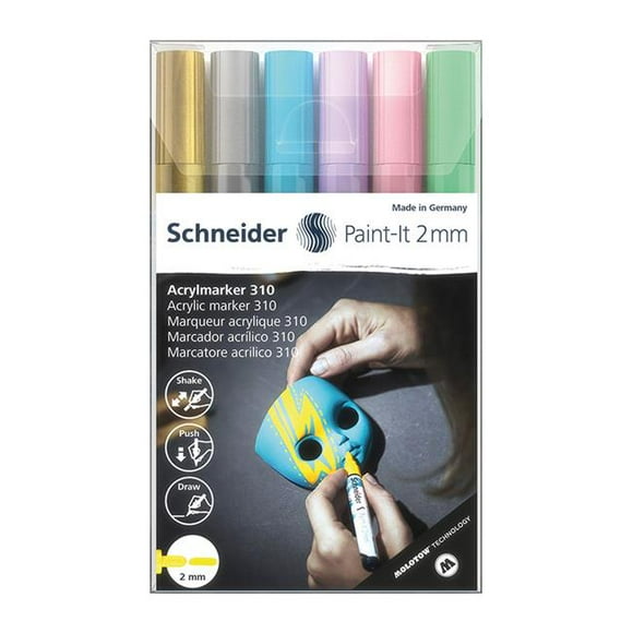 Rediform PSY120196 Paint-It Pastel Markers, Pack of 6