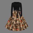 thumbnail image 1 of Robes Formelles pour Adolescentes Robe à Col Rond Manches Longues Patchwork Joyeux Noël Imprimé Grande Robe Manches Longues Robe Formelle pour Femmes en Liquidation, 1 of 4