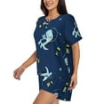 thumbnail image 2 of Bixox Women's Space Dinosaur Printed Pajama Set 2 Piece Lounge Set Top and Shorts Soft Pajamas, Shorts with Pockets, 2 of 7