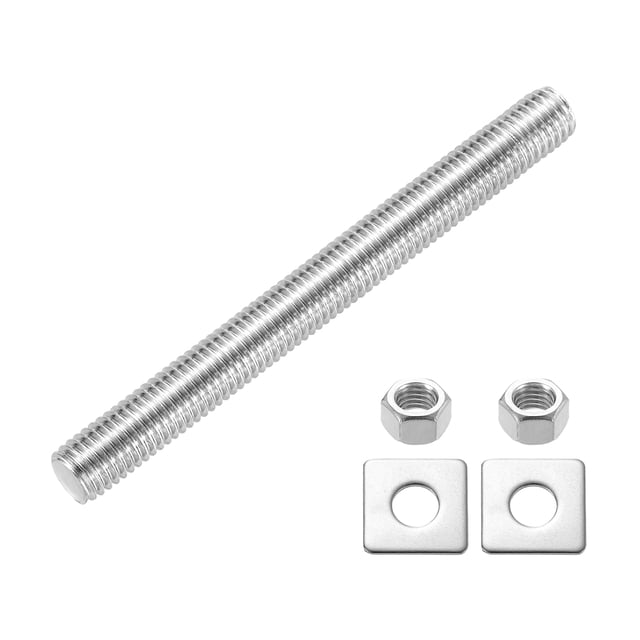Tige Entièrement Filetée, M12 x 100mm Acier Inoxydable 304 avec Écrous Rondelles
