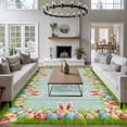 thumbnail image 5 of Happy Easter Area Rug 6x9 Washable Rug Non Slip Cute Rabbit Ears Eggs Grass Wooden Grain Large Area Rug Soft Stainresistant Indoor Floor Carpet for Living Room Bedroom Home Office Dining Room Nursery, 5 of 7