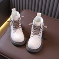 thumbnail image 4 of Cethrio Little Girls Lace Up Boots, Fashion Fall Winter Round Toe Side Zipper Ankle Boots Beige Size 12.5 Little Kids, 4 of 8