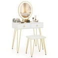 thumbnail image 2 of Costway Coiffeuse avec 3 Modes d'Éclairage, Miroir, Interrupteur Tactile, Blanc, 2 of 10
